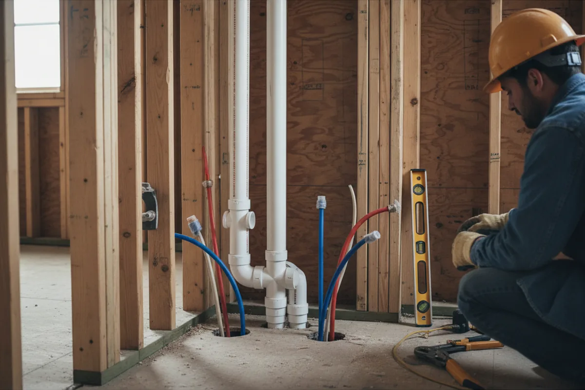 Drain and supply rough-in during Sump Pump Repair in Guymon