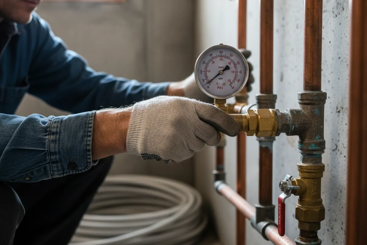 Pressure testing a repaired line during Water Line Repair in Guymon